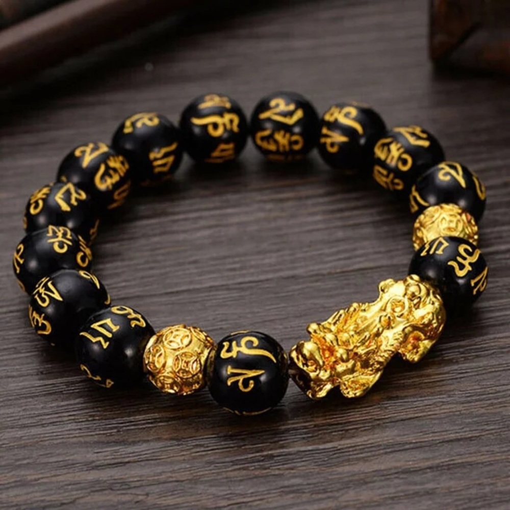Pixiu-B Good Fortune Black & Gold Unisex Bracelet